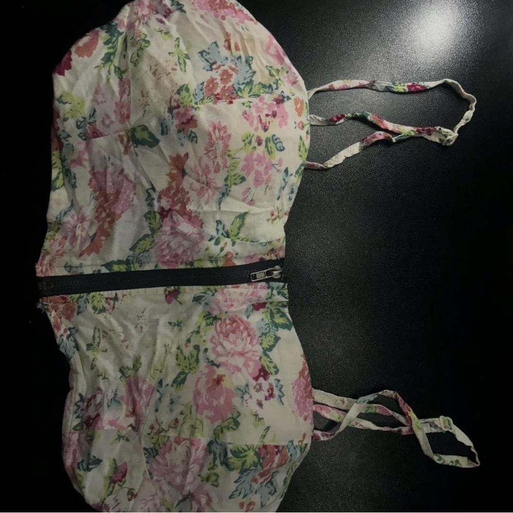Chic Pink and Green Floral Bodysuit Top